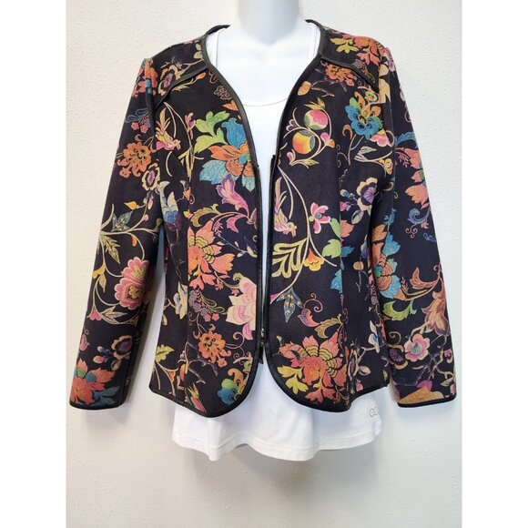 Lauren Hansen Jackets & Blazers - Lauren Hansen Blazer Jacket Women Medium Colorful Floral Zip Art Festival